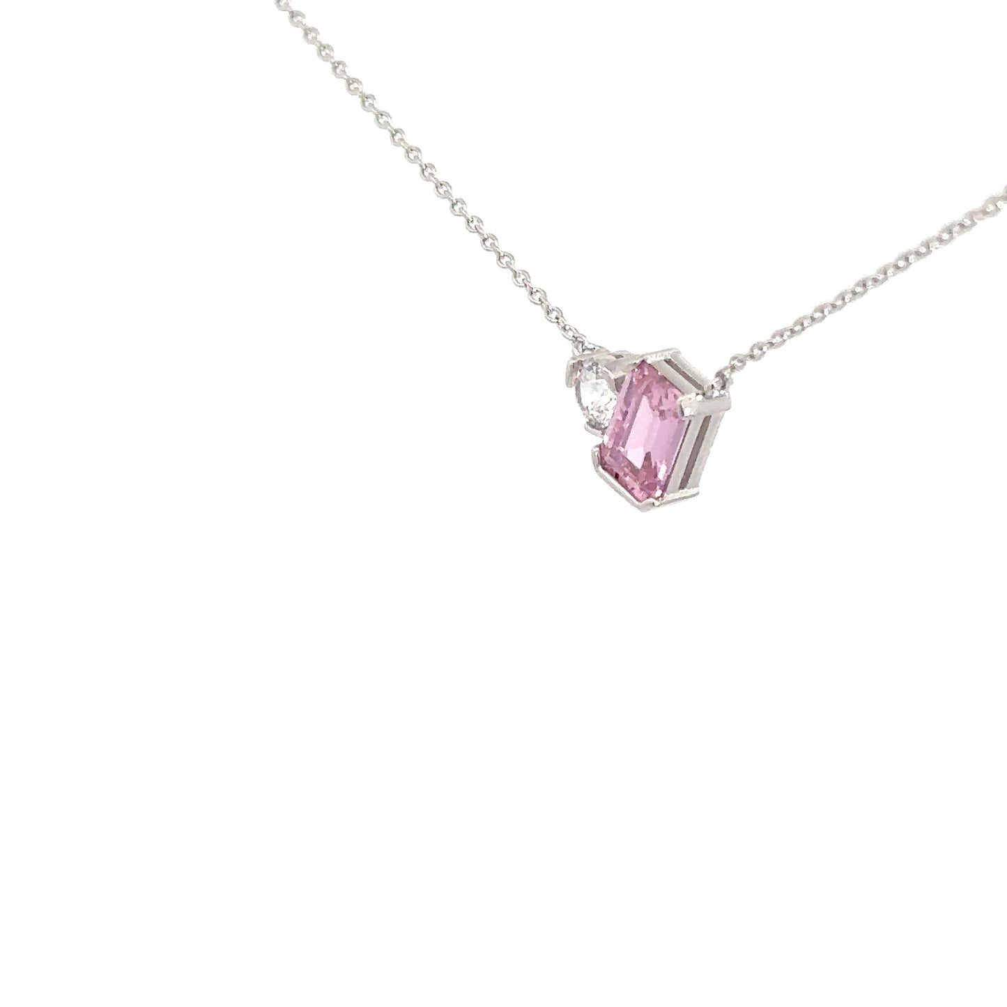 Sterling Silver Pink Topaz & Simulated Diamond Pendant