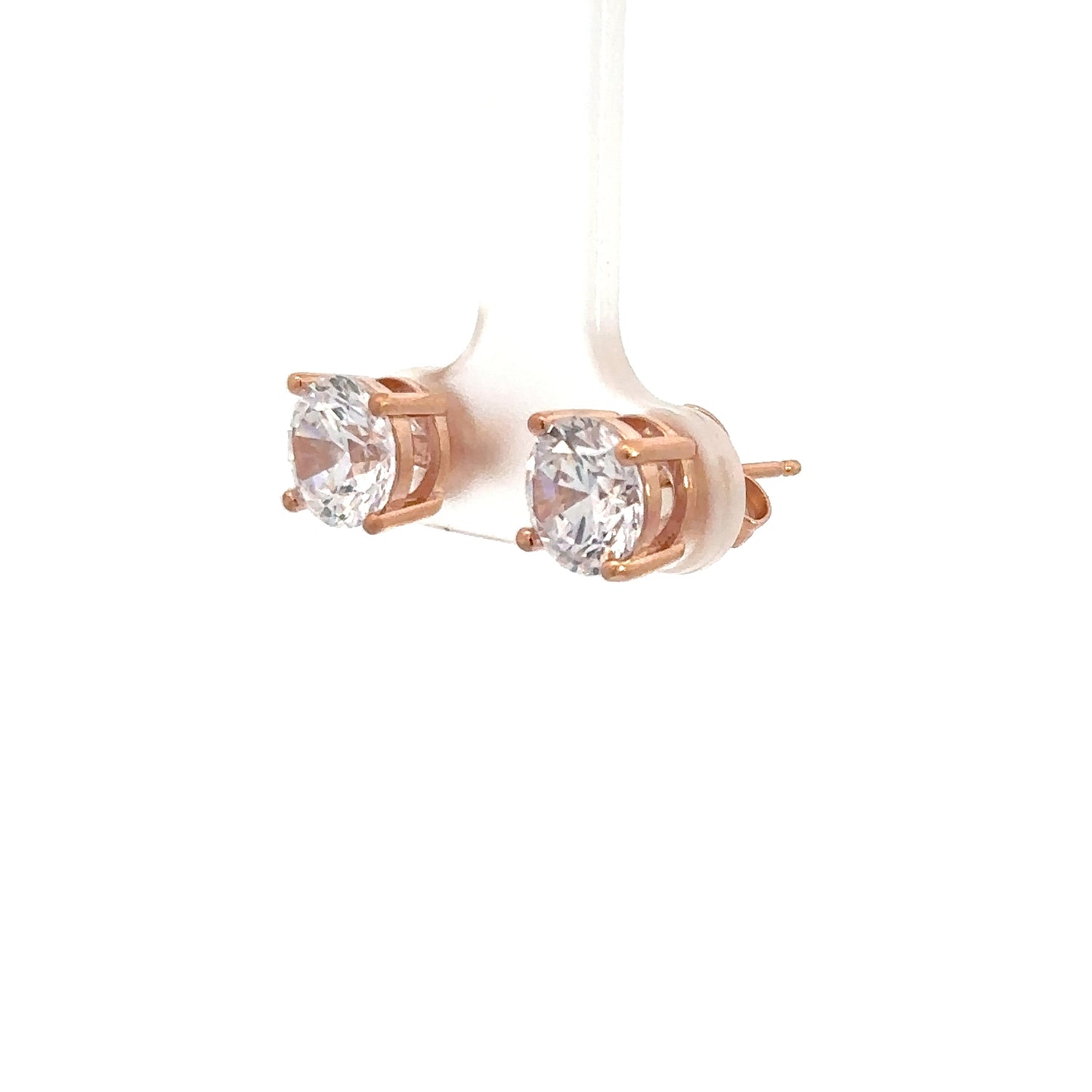 Rose Gold Plated Simulated Diamond Studs 3cttw