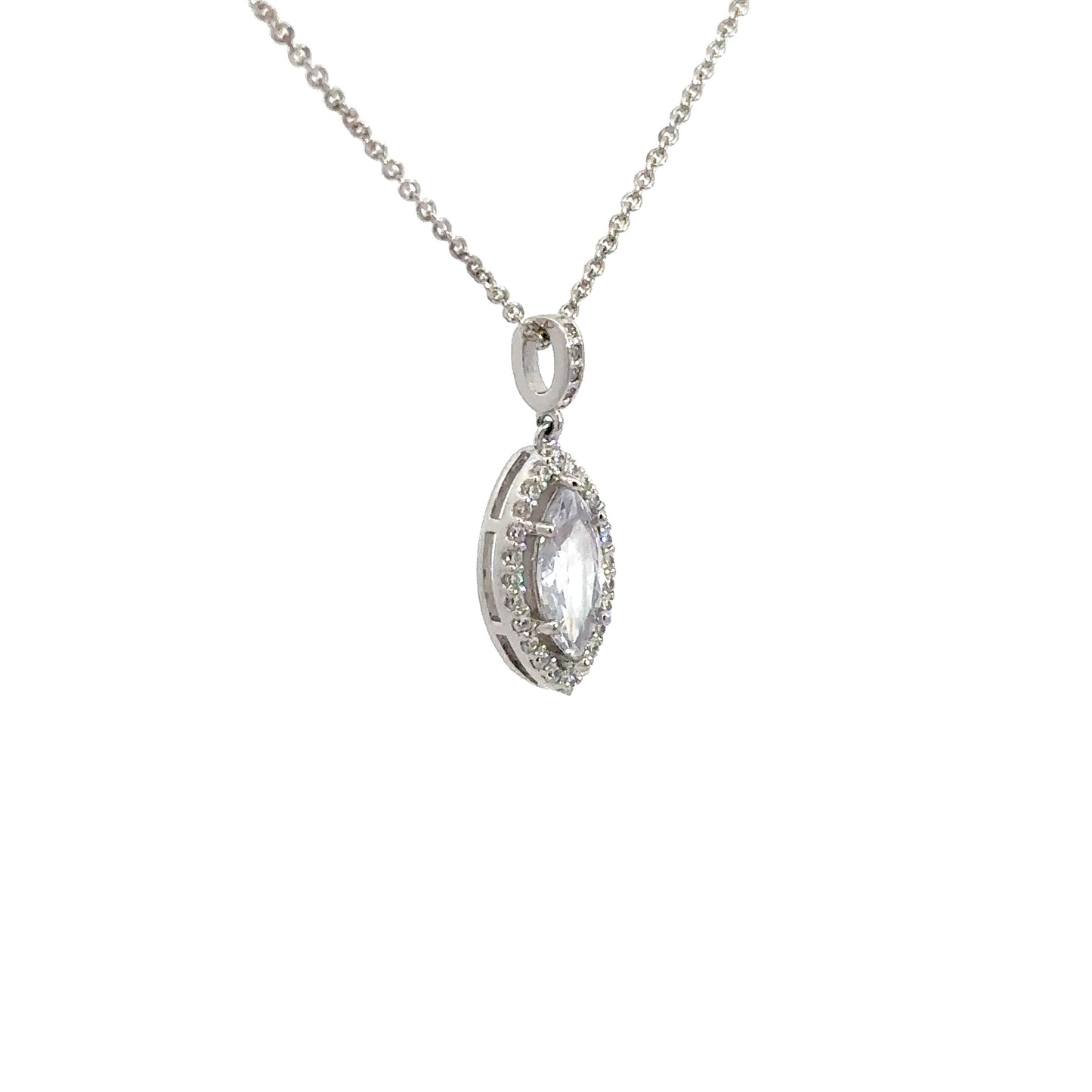 Sterling Silver Simulated Diamond Marquise Pendant