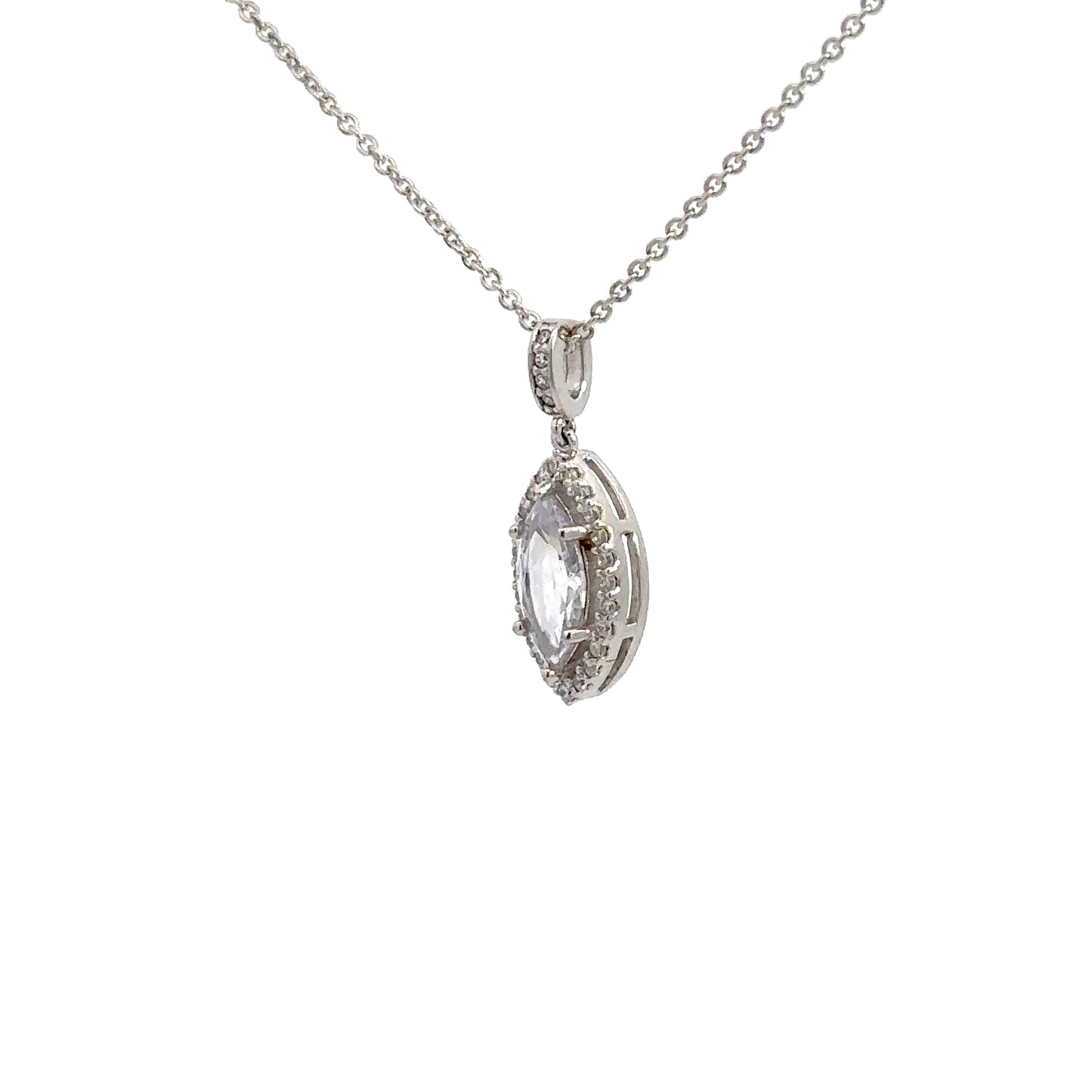 Sterling Silver Simulated Diamond Marquise Pendant