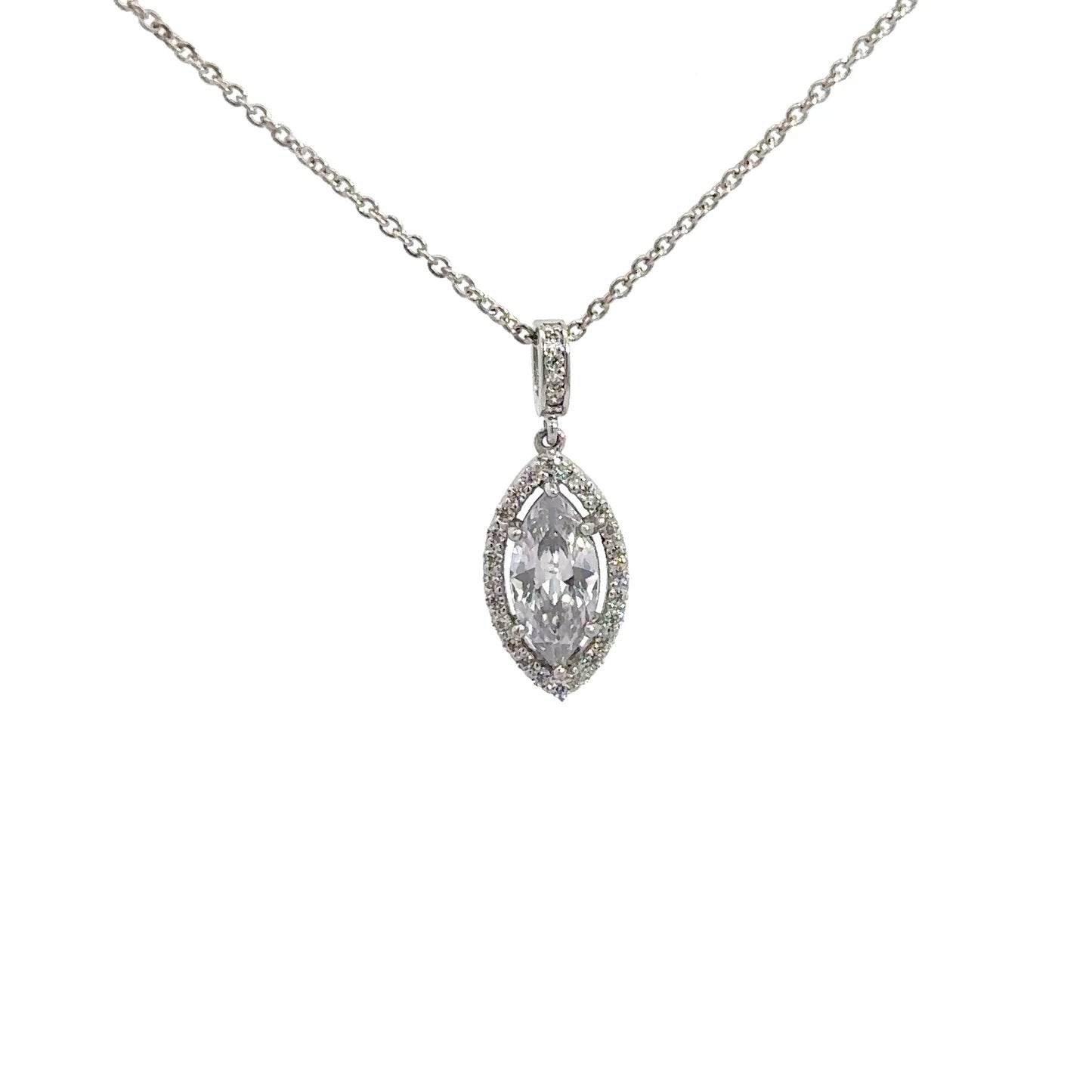 Sterling Silver Simulated Diamond Marquise Pendant