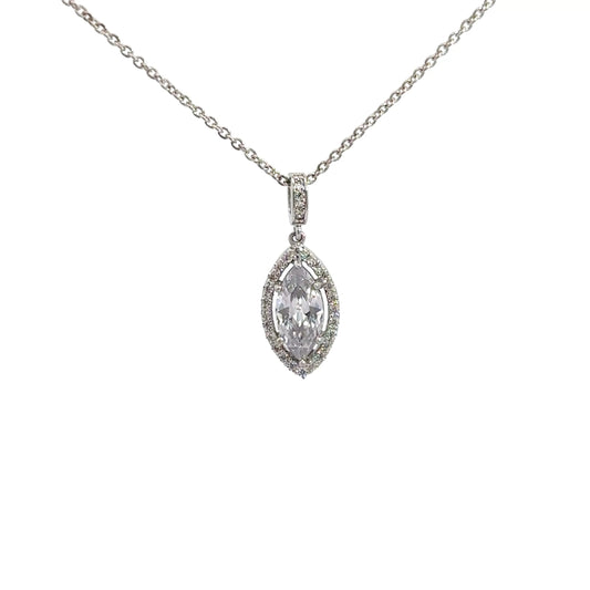 Sterling Silver Simulated Diamond Marquise Pendant