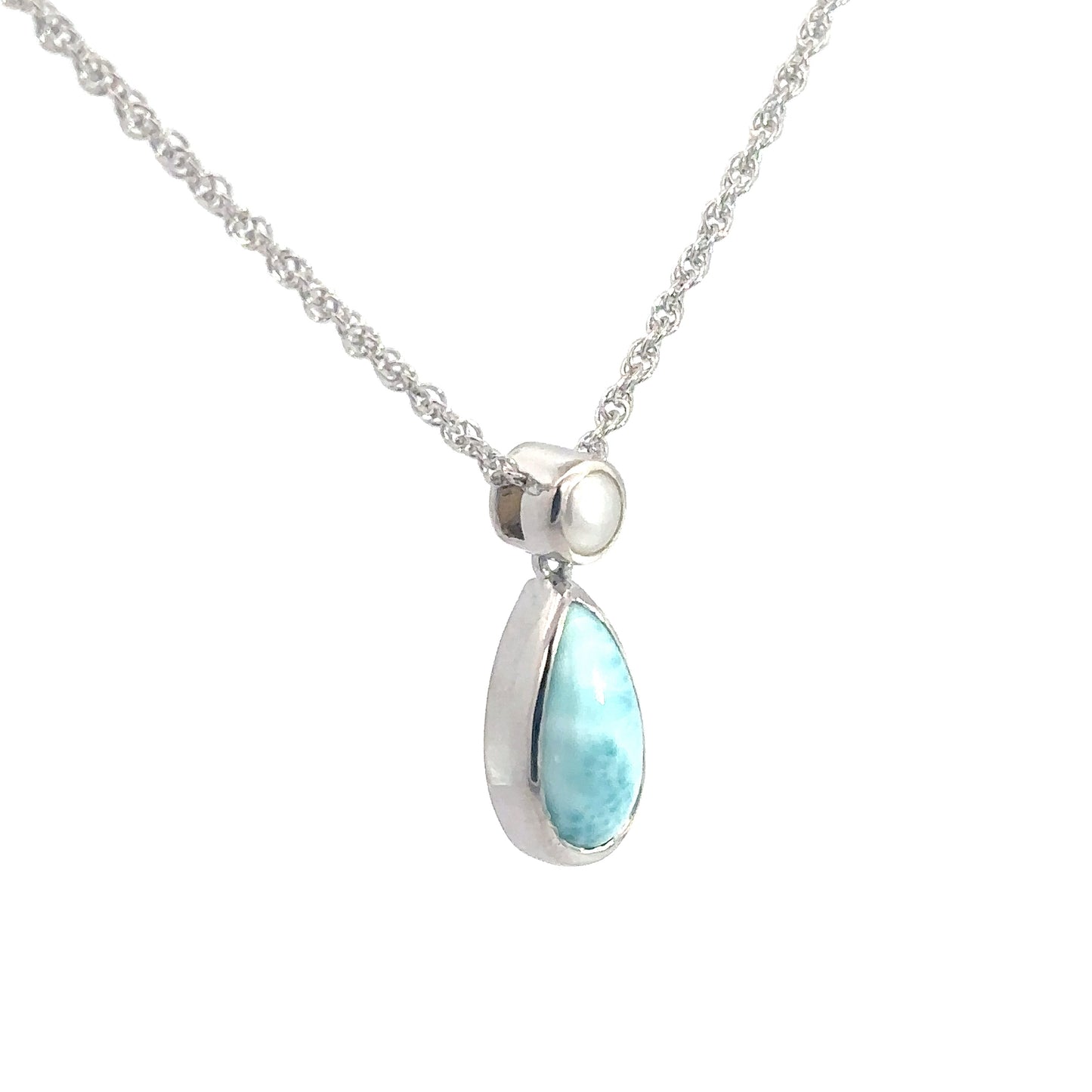 Sterling Silver Larimar Drop Pendant
