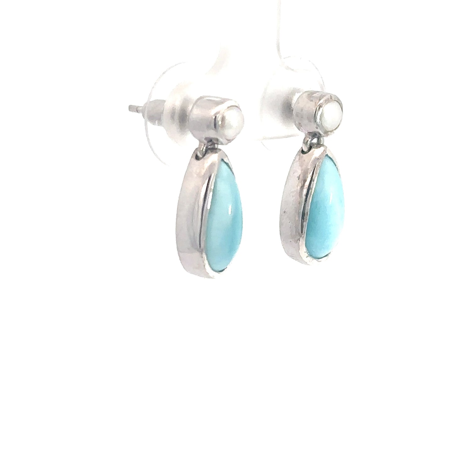 Sterling Silver Teardrop Larimar Earrings