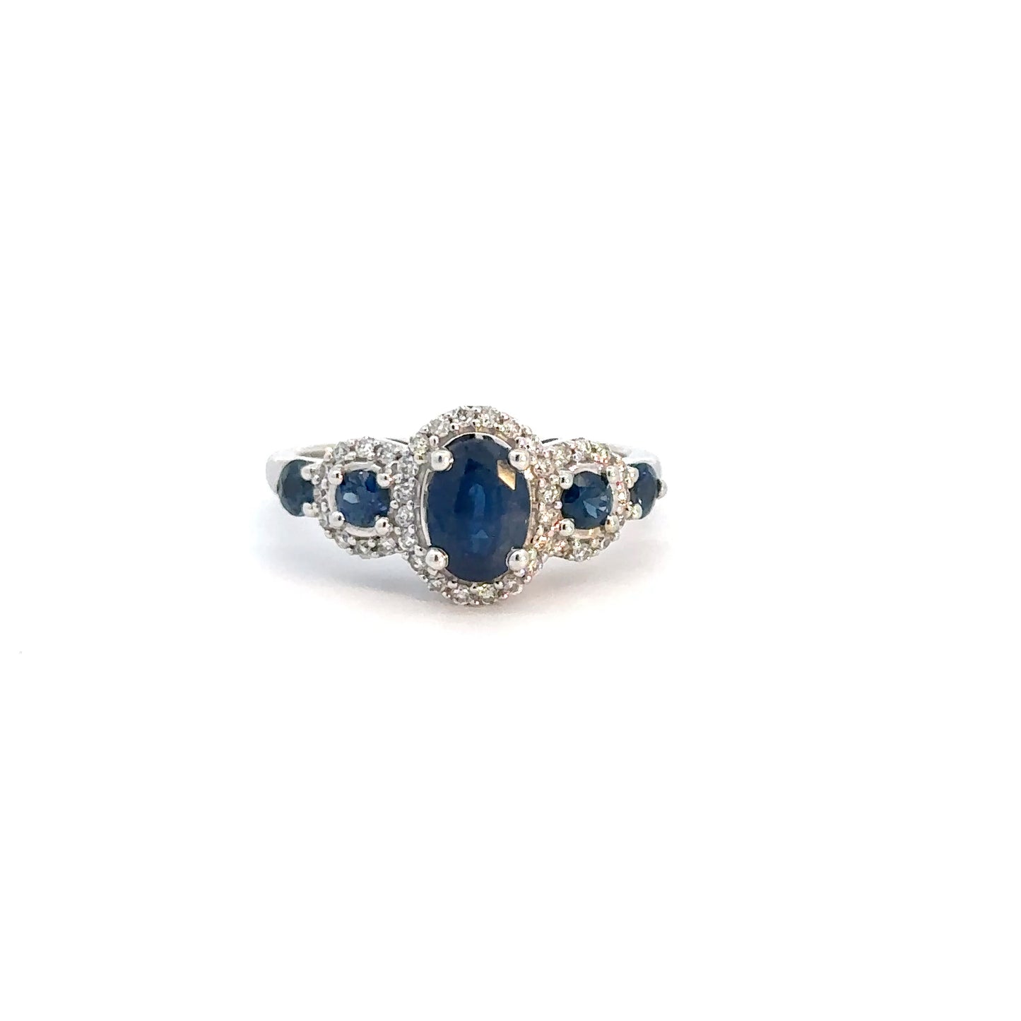 14k White Gold Sapphire & Diamond Ring