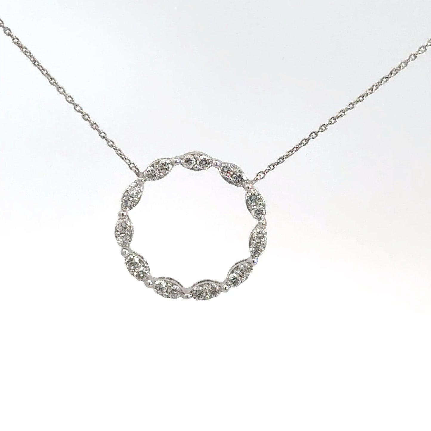14k White Gold Diamond Circle Pendant .66cttw