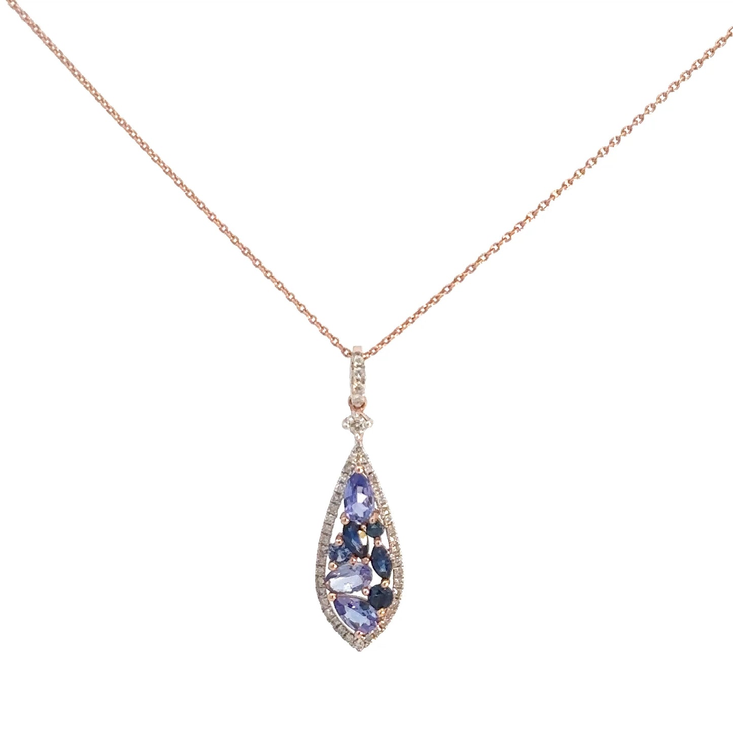 14k Rose Gold Sapphire & Tanzanite Pendant