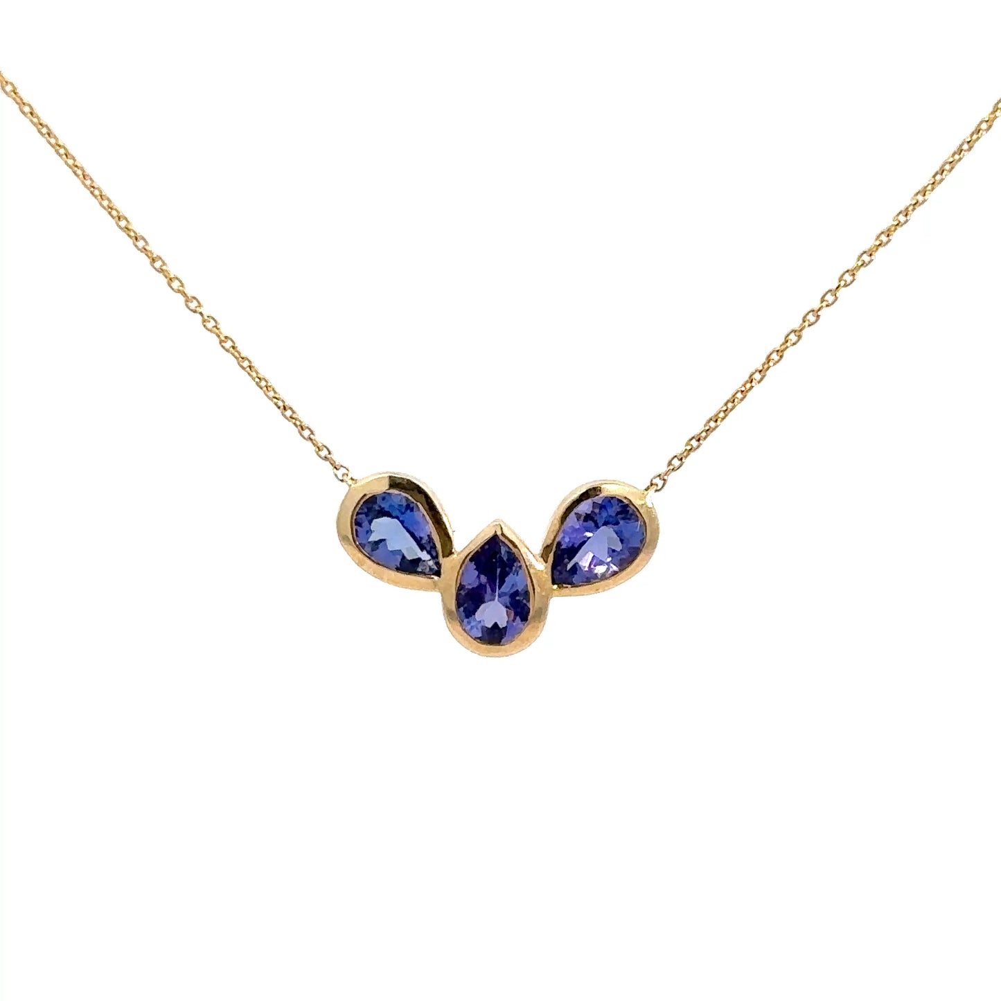 14k Yellow Gold 3 Tanzanite Pendant