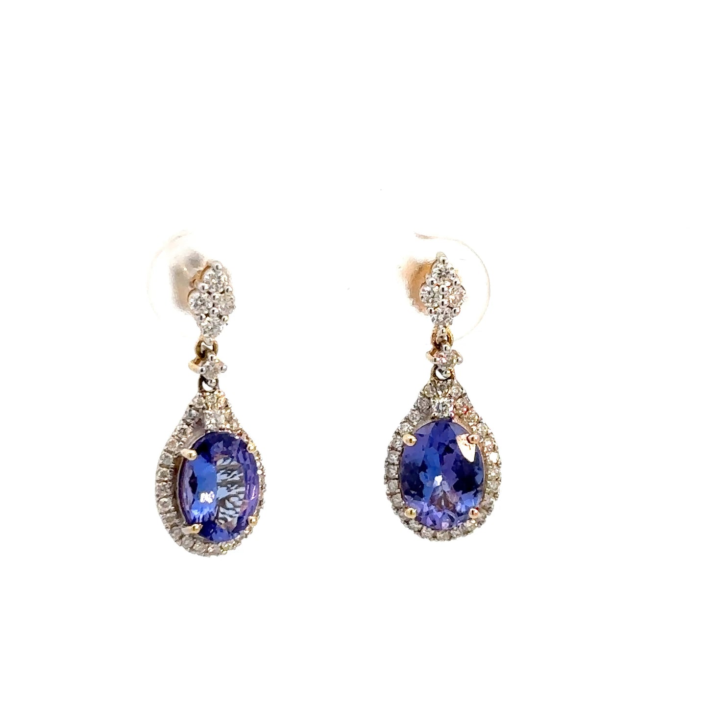 14k Yellow Gold Tanzanite & Diamond Earrings
