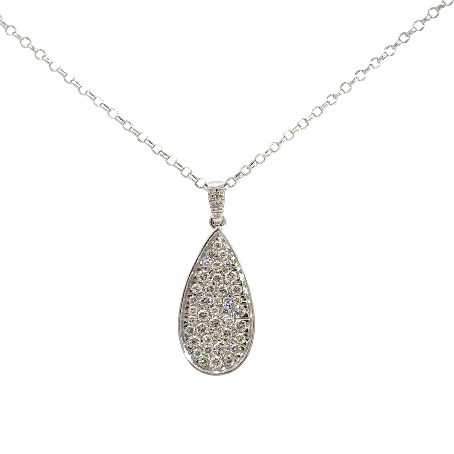 14k White Gold Diamond Pave Pendant 7/8cttw