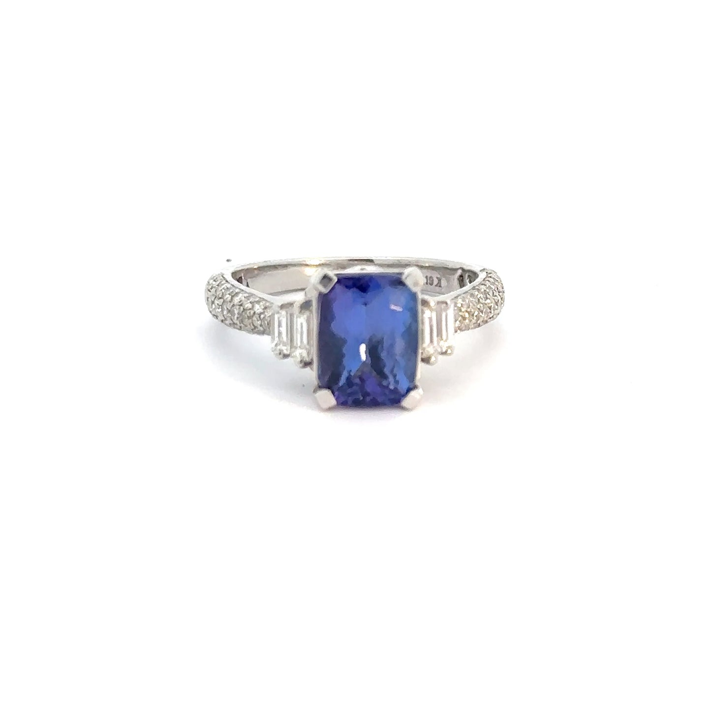 14k White Gold Tanzanite & Diamond Ring