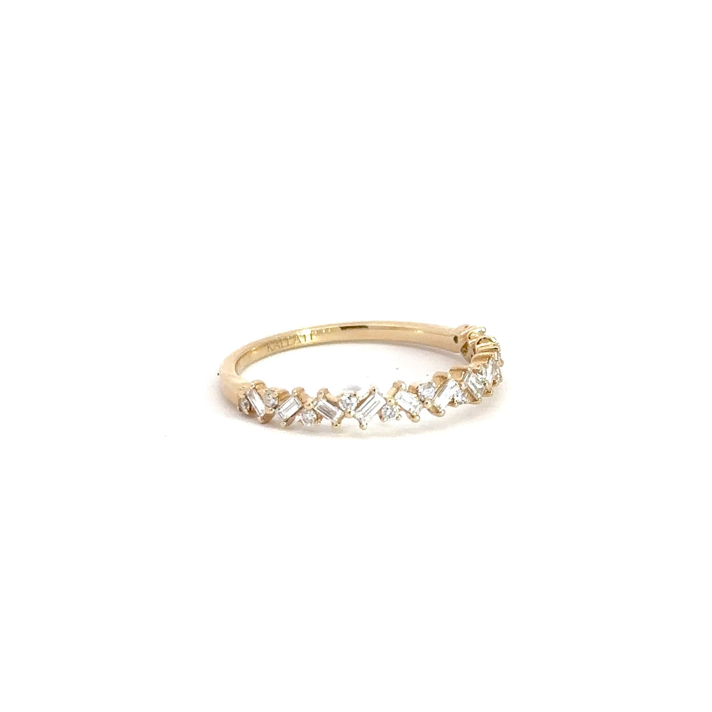 14k Yellow Gold Round & Baguette Diamond Band 1/3cttw
