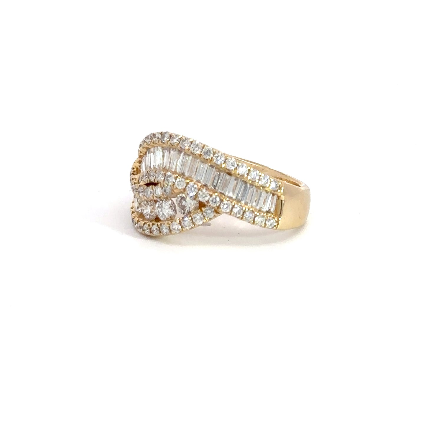 14k Yellow Gold Baguette & Round Diamond Ring 2cttw