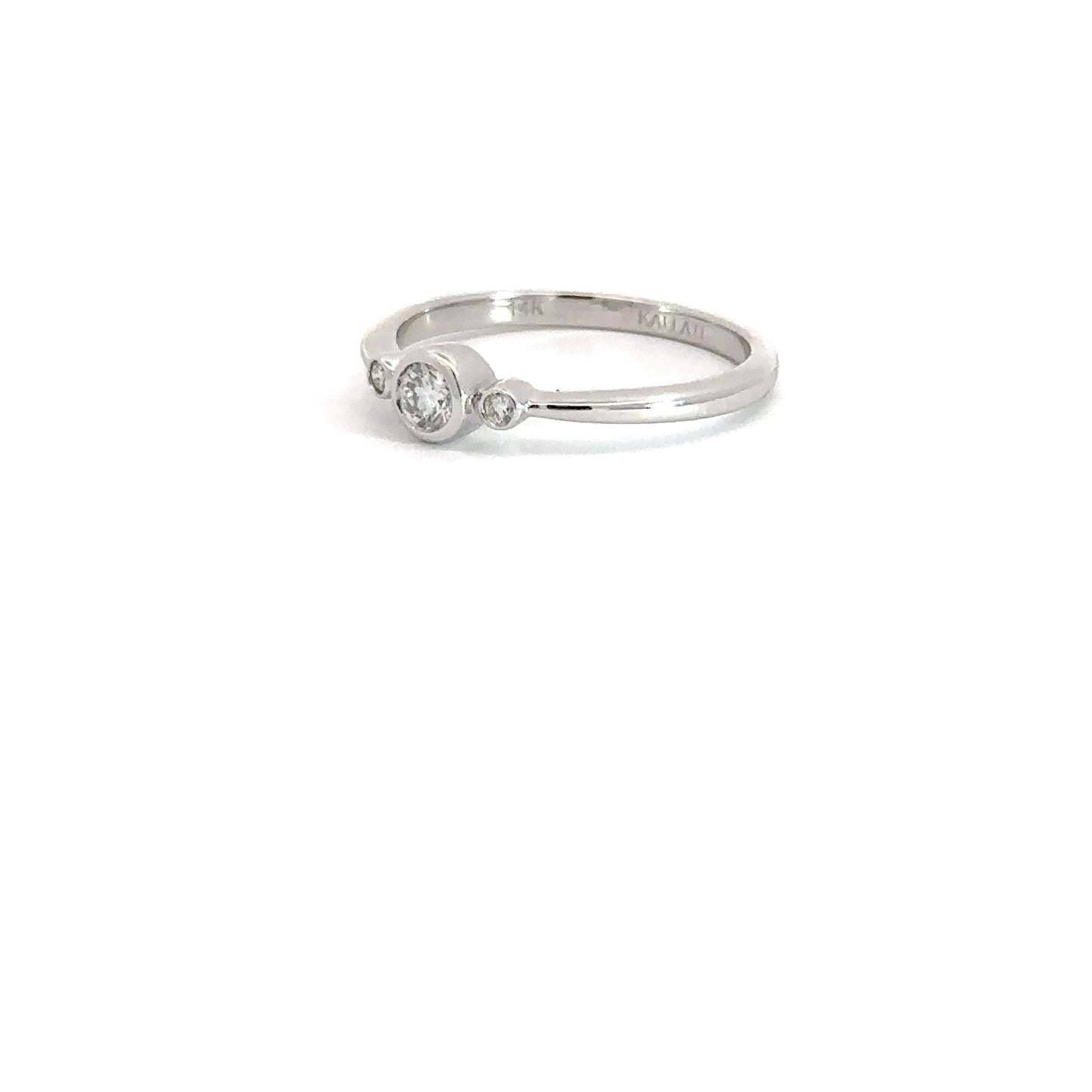 14k White Gold 3 Bezel Diamond Ring .25cttw