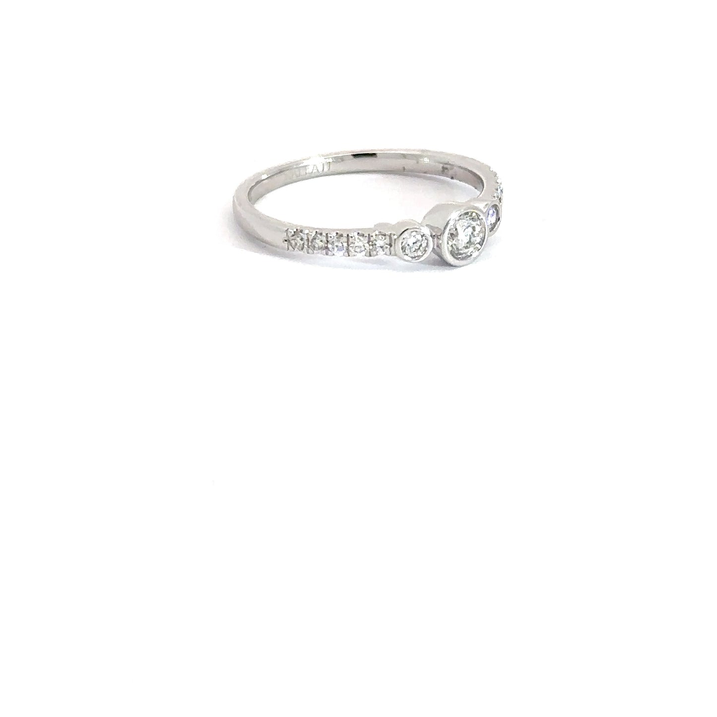 14k White Gold 3 Round Diamond Bezel Set Ring 3/8cttw