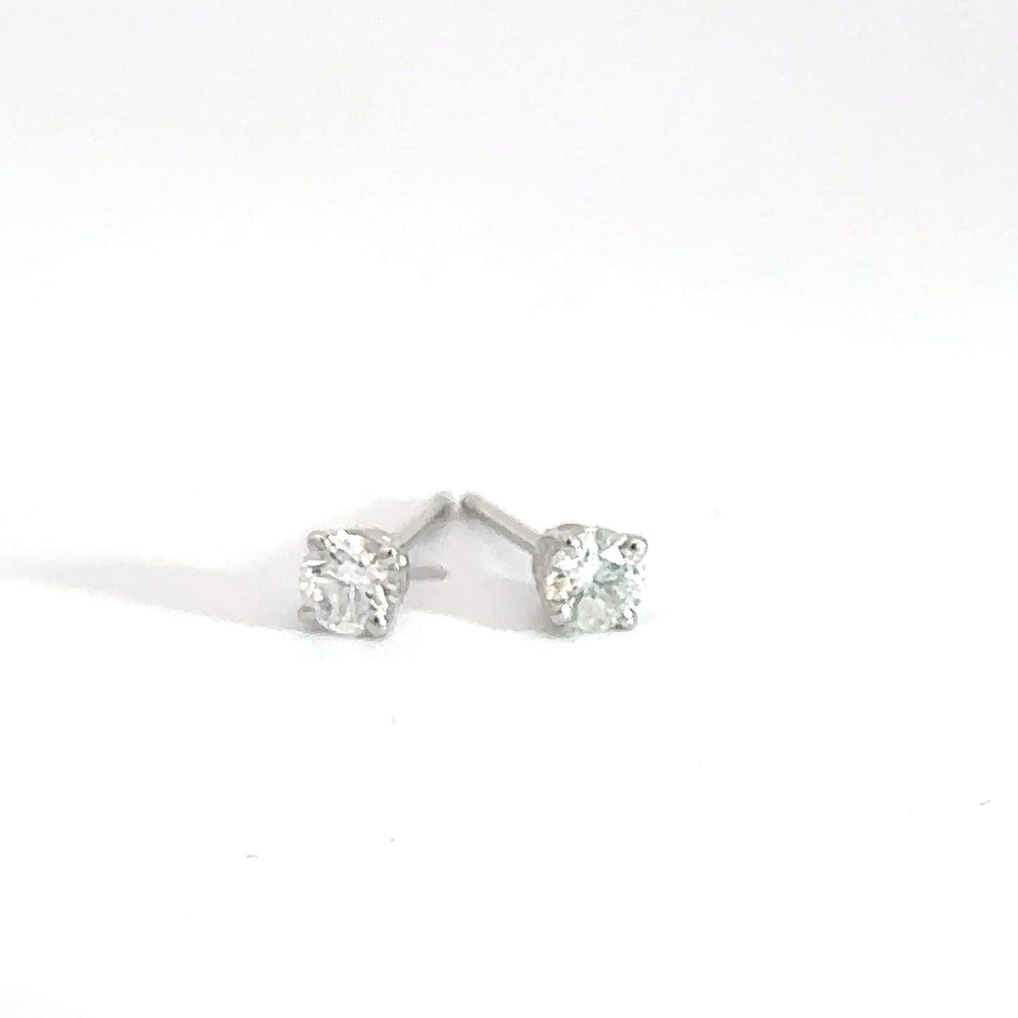 14k White Gold .49cttw Diamond Solitaire Earrings