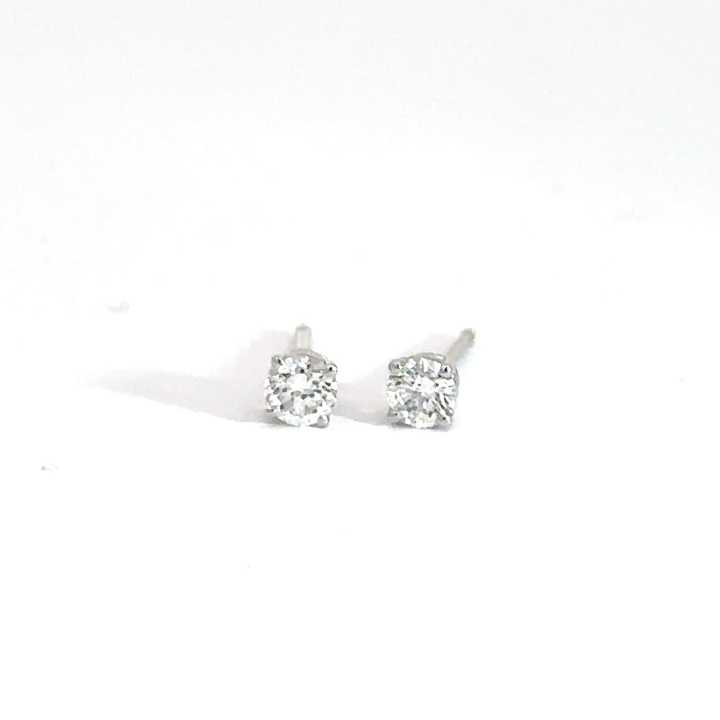 14k White Gold .26cttw Diamond Solitaire Earrings