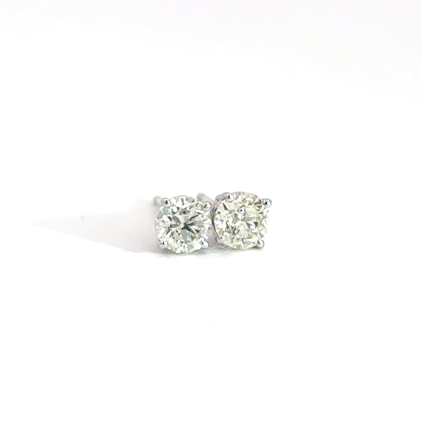 14k White Gold .90cttw Diamond Solitaire Earrings