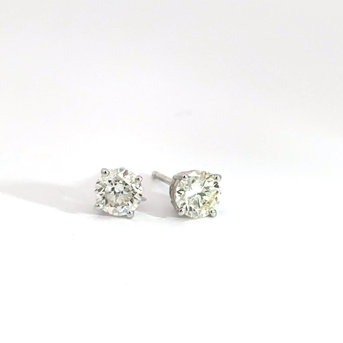 14k White Gold .90 cttw Diamond Solitaire Earrings