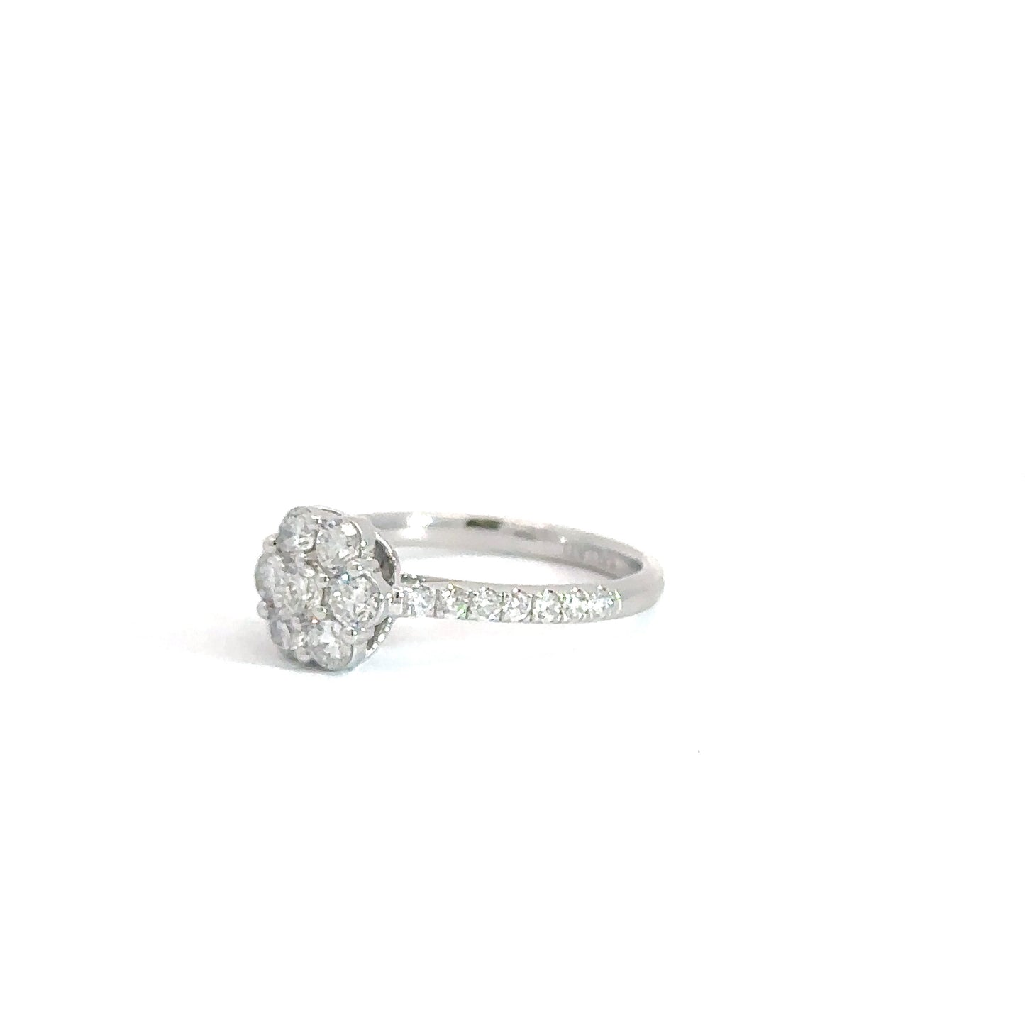 14k White Gold Diamond Cluster Engagement Ring 1 1/5cttw