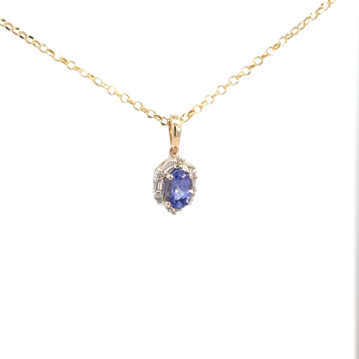 14k Yellow Gold Tanzanite & Diamond Pendant