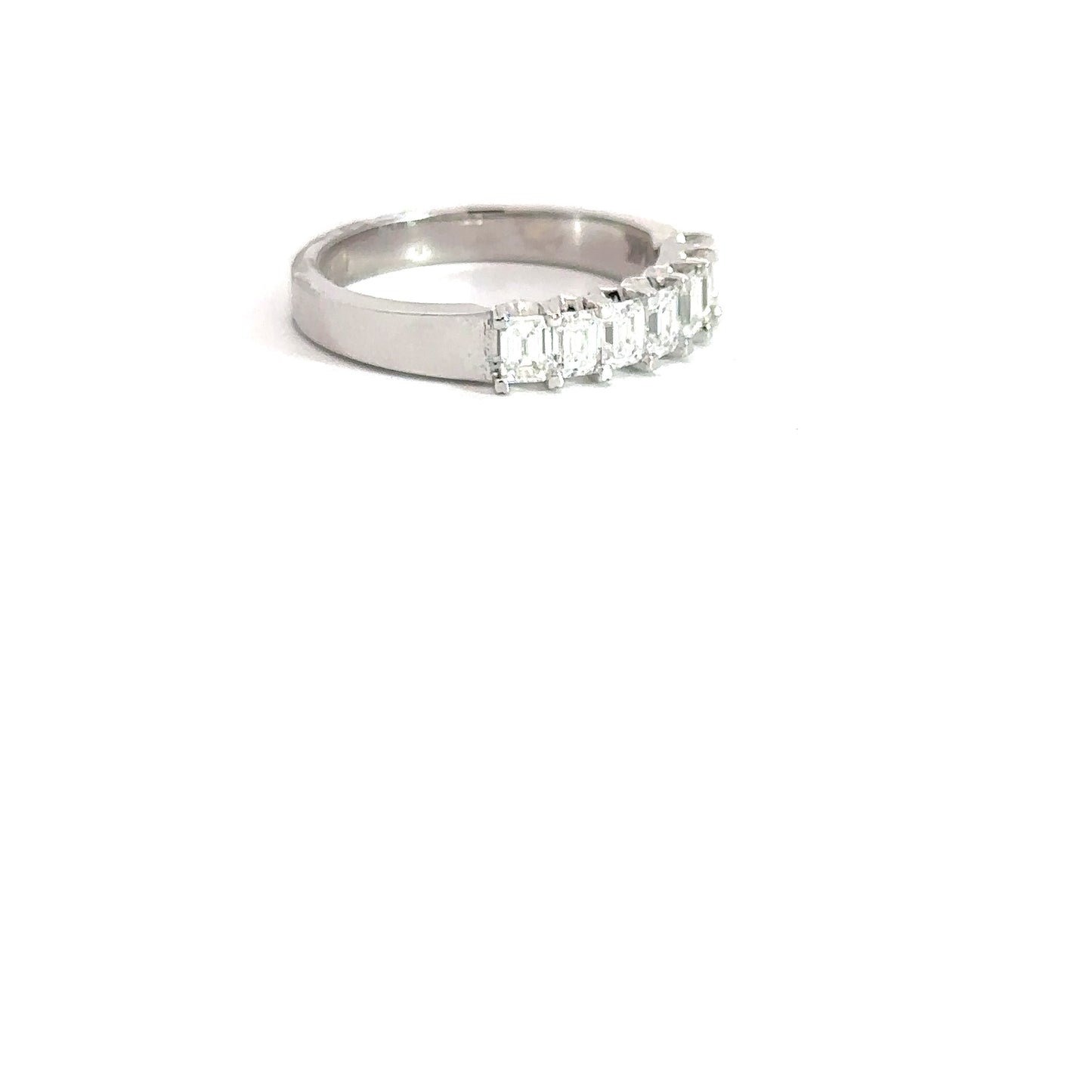 Lady's 14k White Gold Emerald Cut Diamond Band 1cttw