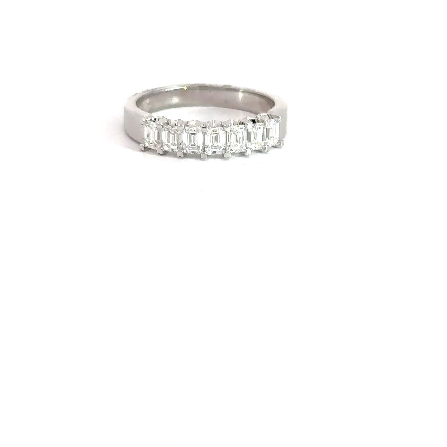 Lady's 14k White Gold Emerald Cut Diamond Band 1cttw