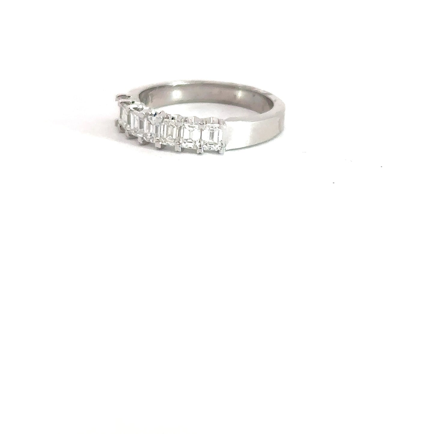 Lady's 14k White Gold Emerald Cut Diamond Band 1cttw