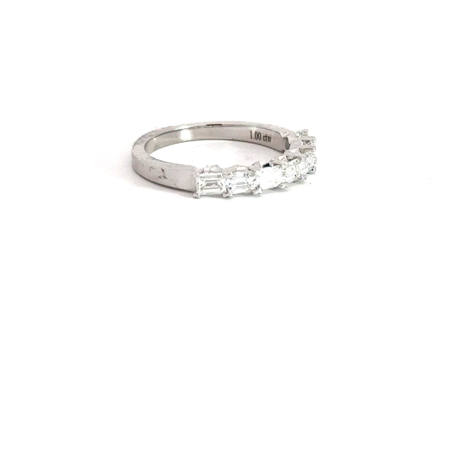 Lady's 14k White Gold Emerald Cut Diamond Band 1cttw