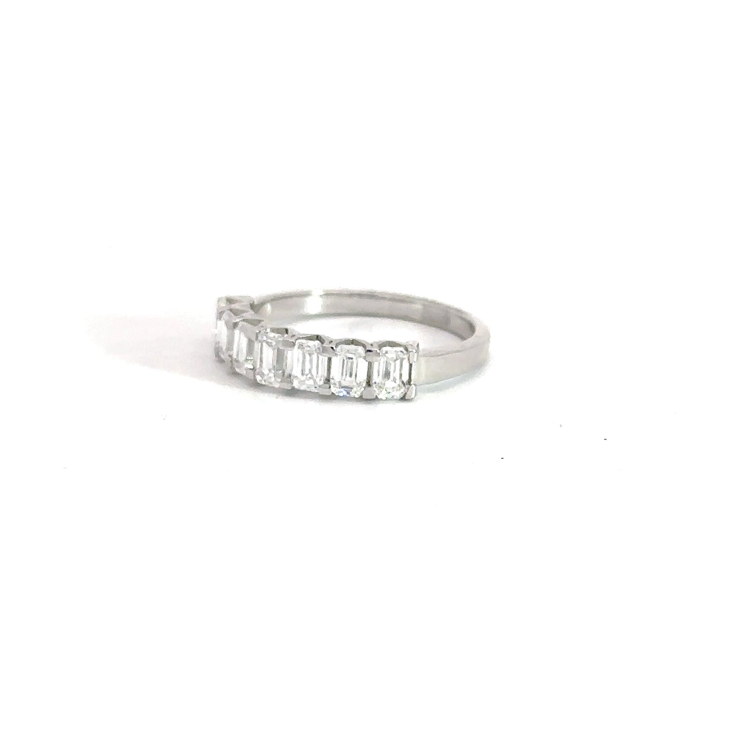 Lady's 14k White Gold Lab Grown Emerald Cut Band 1.17cttw