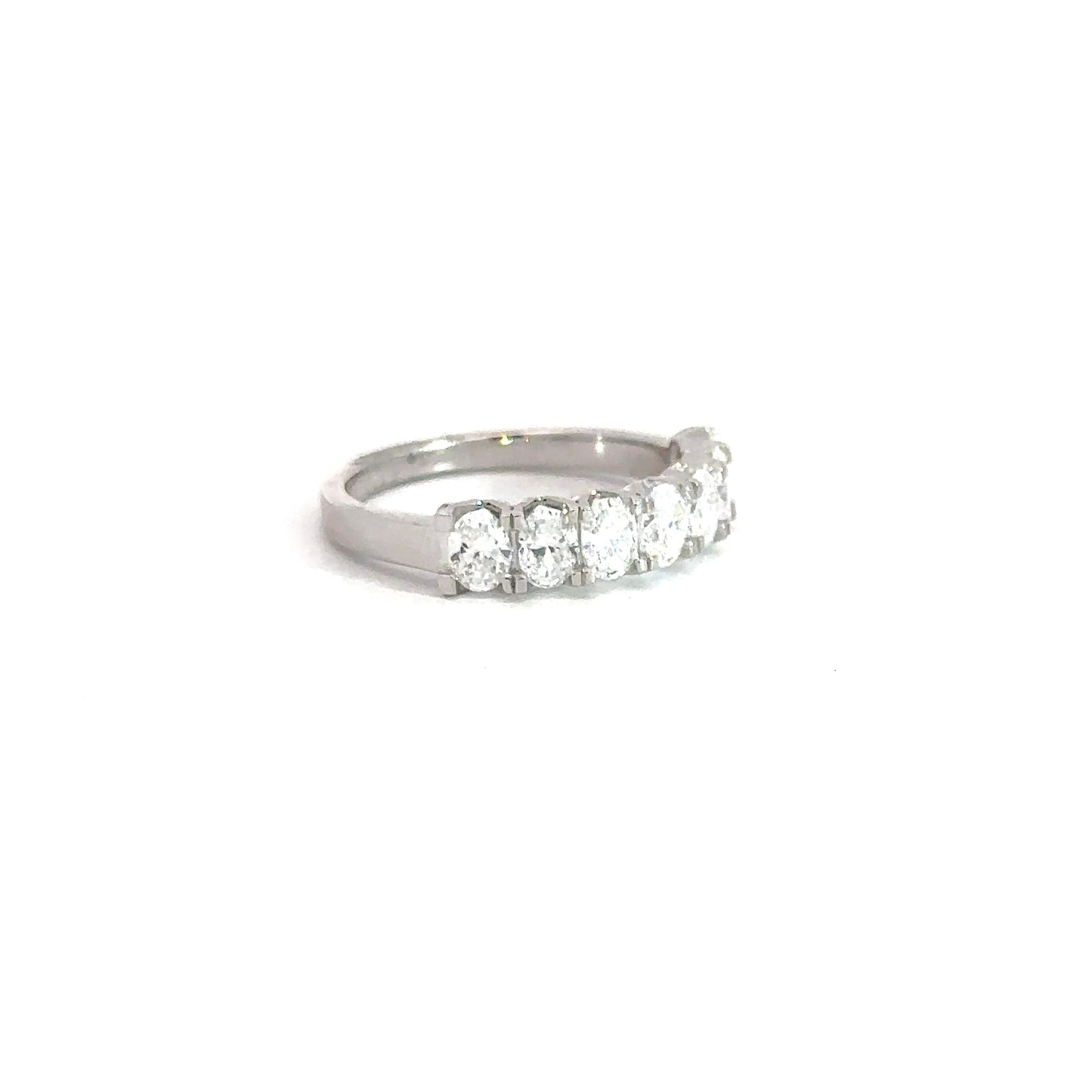 Lady's 14k White Gold Oval Lab Grown Diamond Band 1.06cttw
