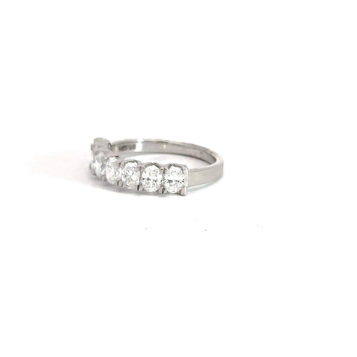 Lady's 14k White Gold Oval Lab Grown Diamond Band 1.06cttw