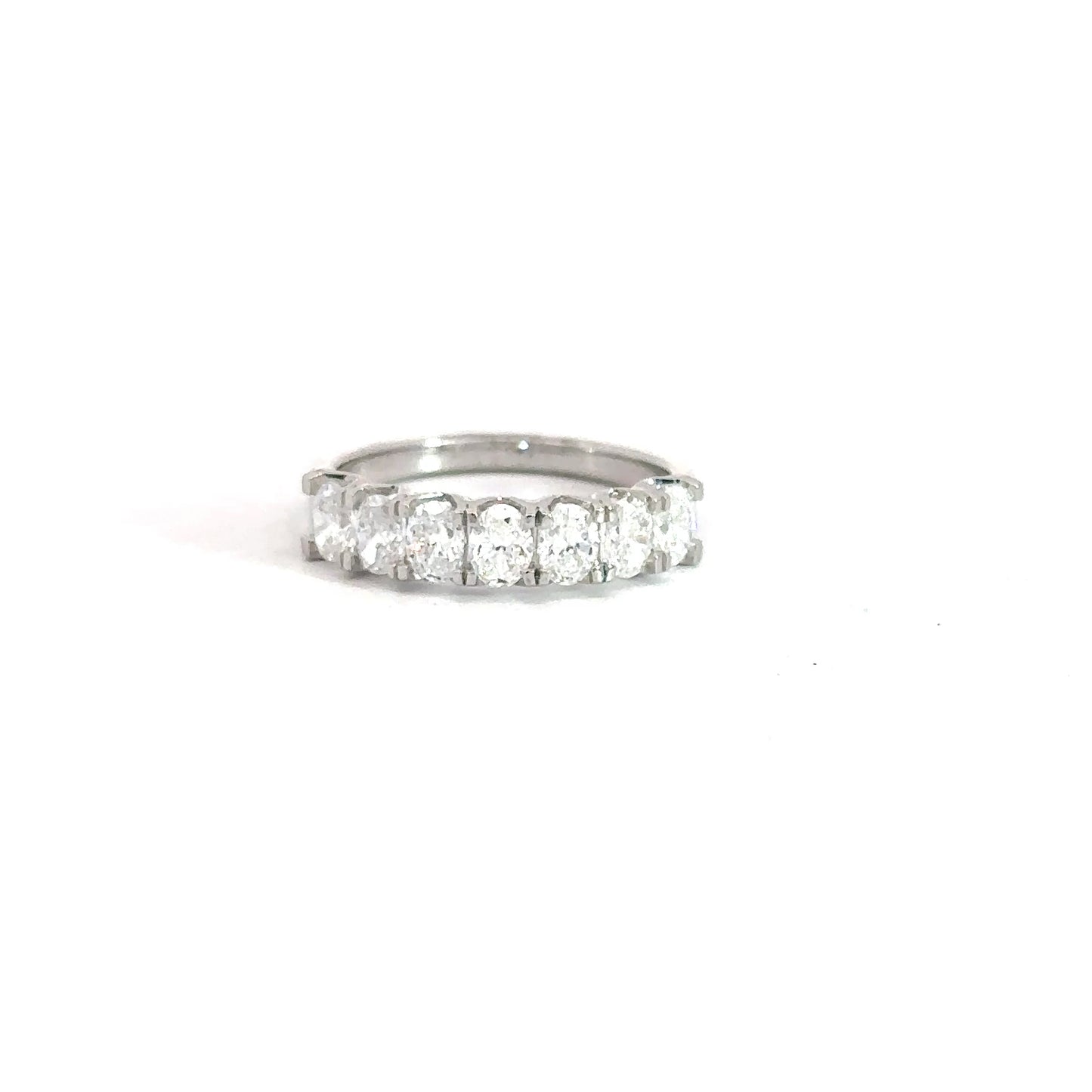 Lady's 14k White Gold Oval Lab Grown Diamond Band 1.06cttw