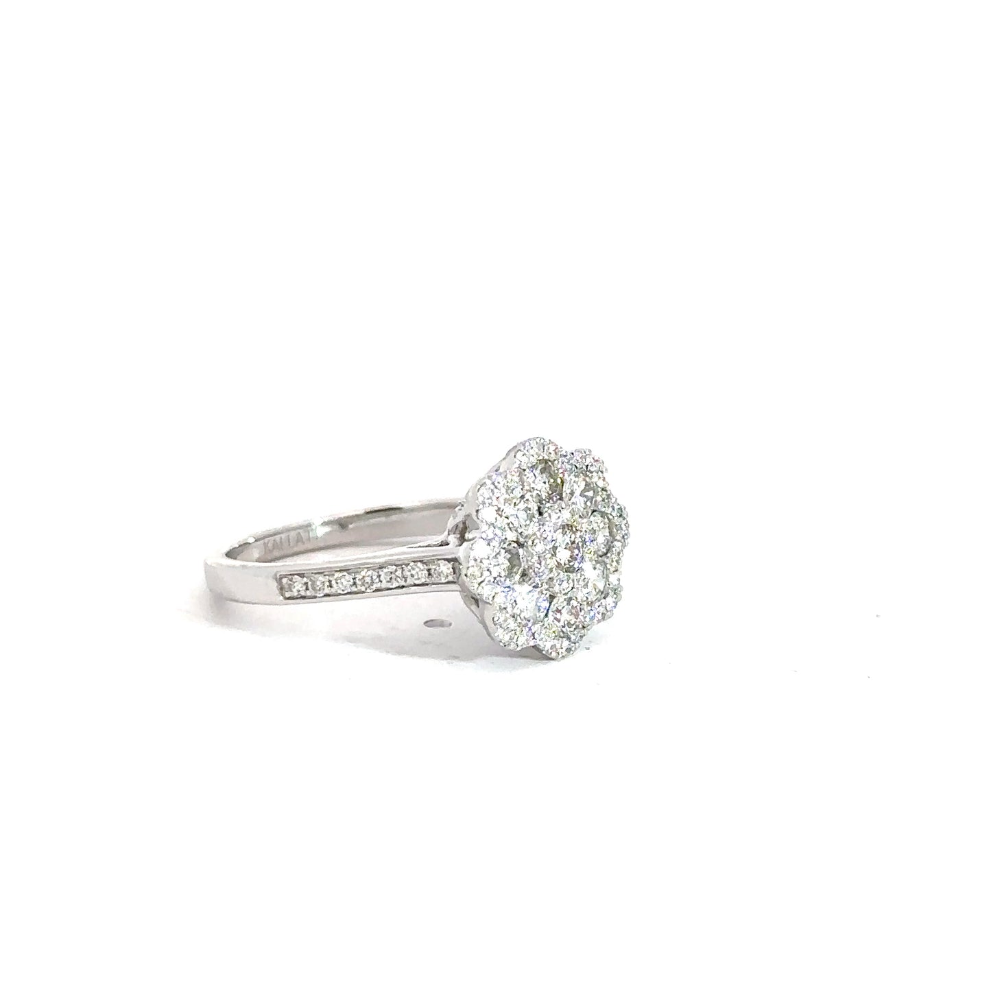 14k White Gold Diamond Cluster Ring 1 1/5cttw