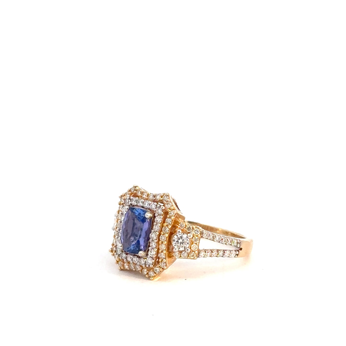 14k Yellow Gold Tanzanite and Diamond Ring 3/4cttw
