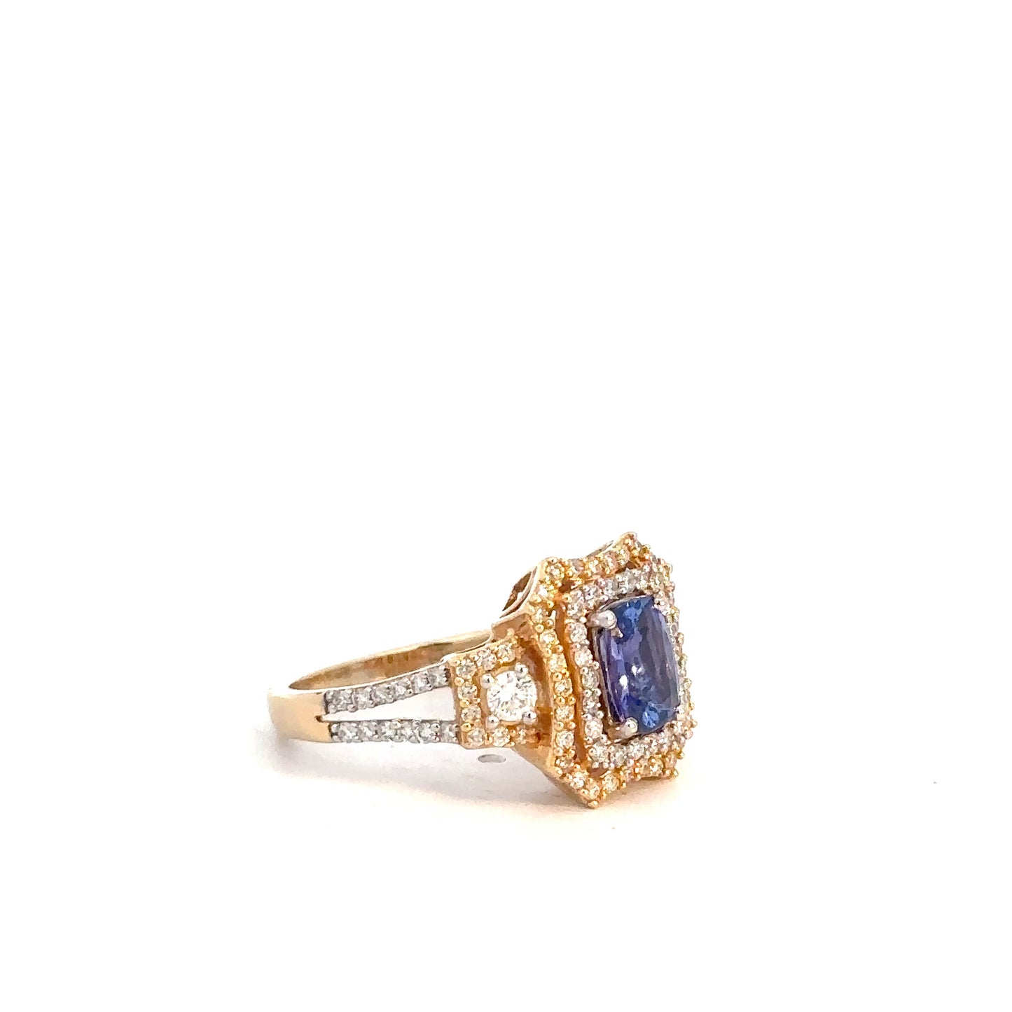 14k Yellow Gold Tanzanite and Diamond Ring 3/4cttw