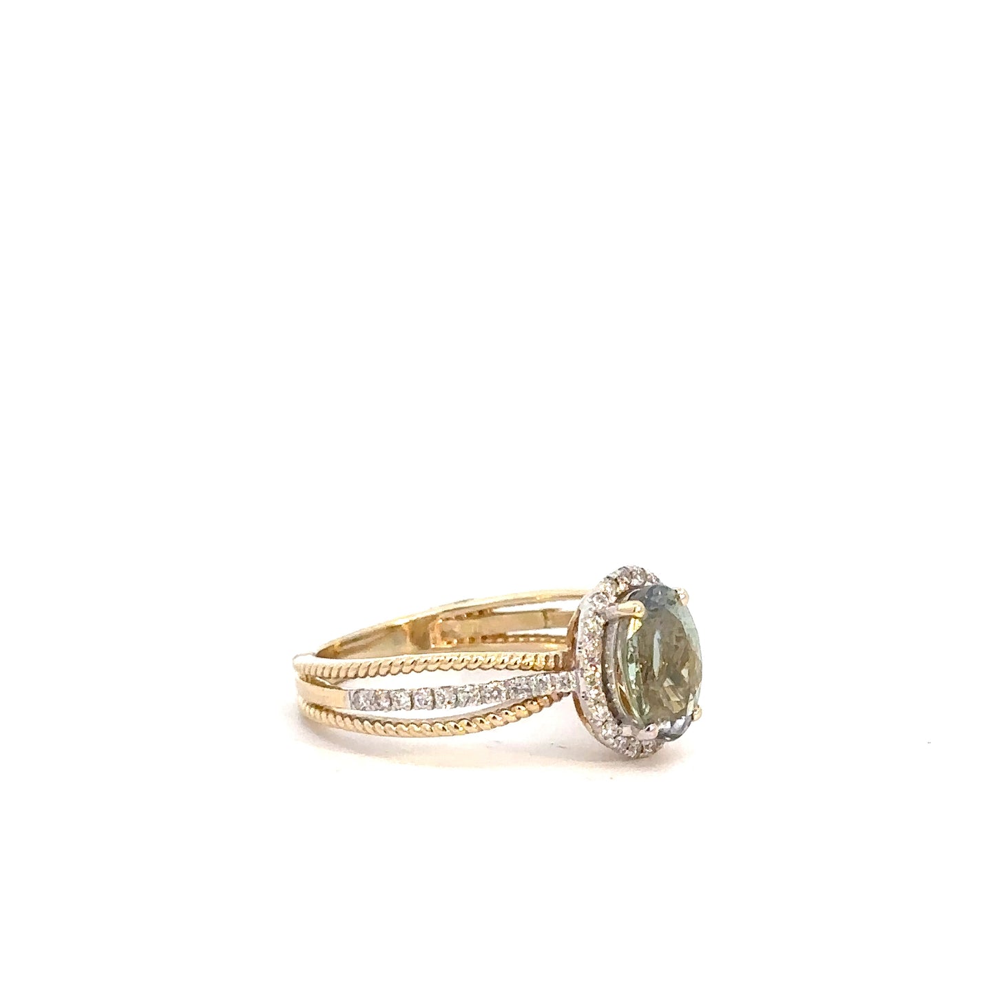 14k Yellow Gold Tanzanite & Diamond Ring 1/4cttw