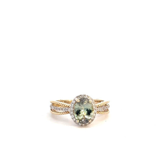 14k Yellow Gold Tanzanite & Diamond Ring 1/4cttw