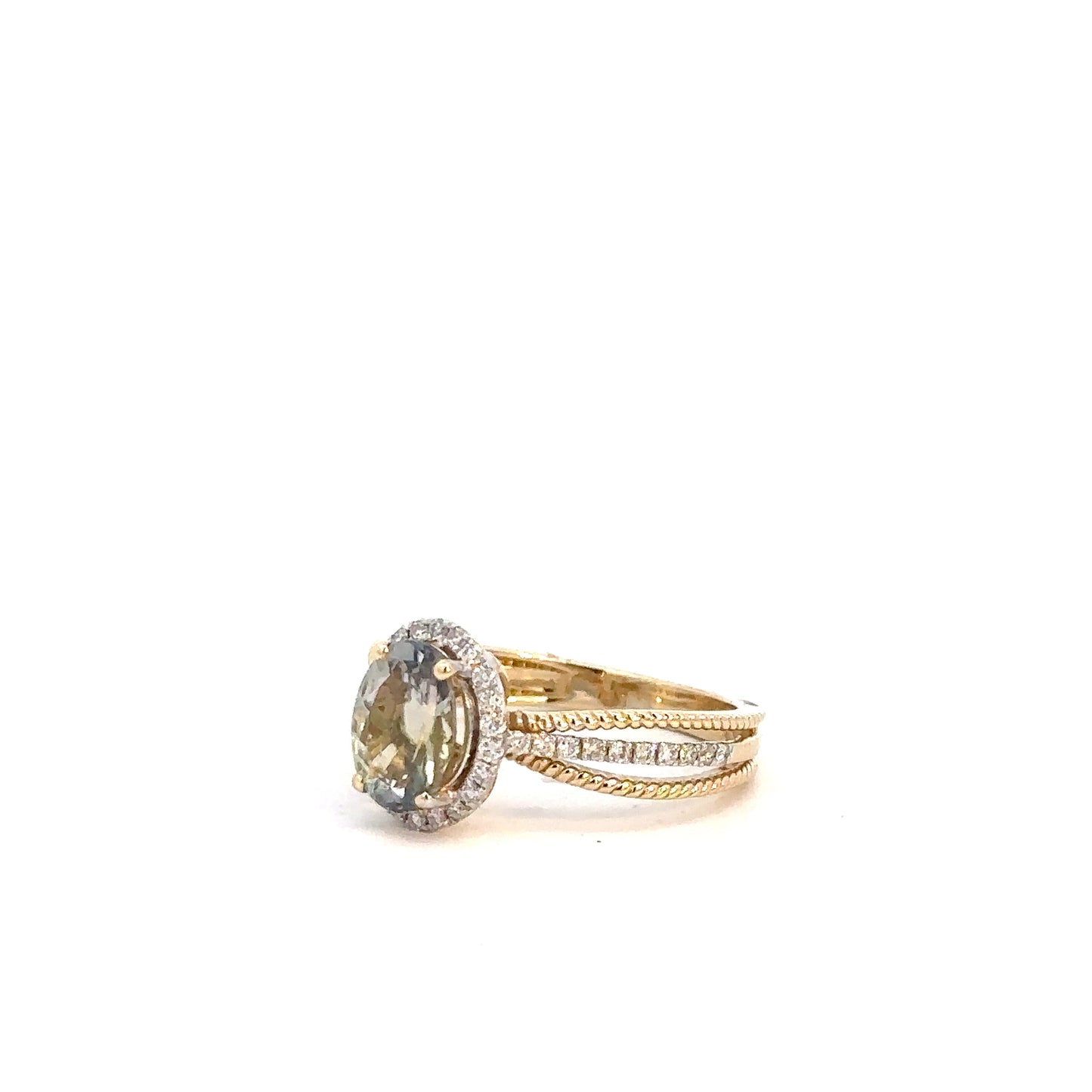 14k Yellow Gold Tanzanite & Diamond Ring 1/4cttw