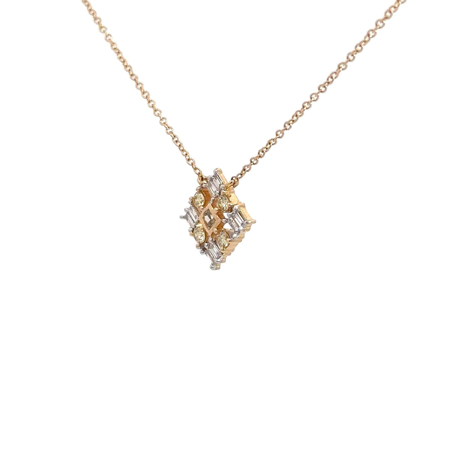 14k Yellow Gold Square Yellow & White Diamond Pendant .50cttw