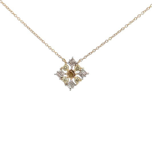 14k Yellow Gold Square Yellow & White Diamond Pendant .50cttw