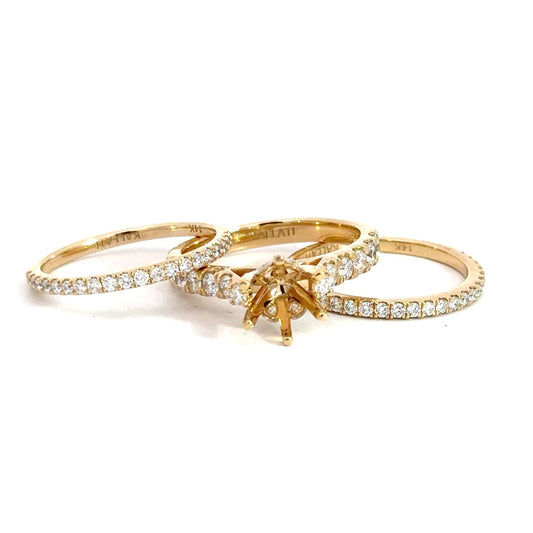14k Yellow Gold Diamond Semi-Set Bridal Set