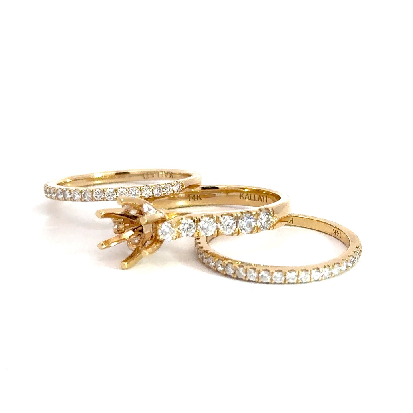 14k Yellow Gold Diamond Semi-Set Bridal Set