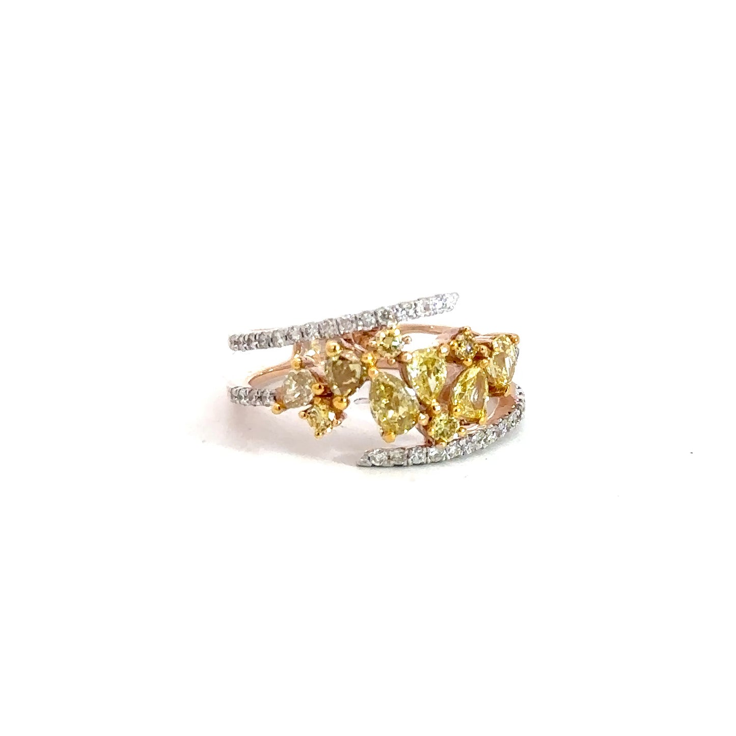 14k Rose Gold White & Yellow Diamond Ring 1.50cttw