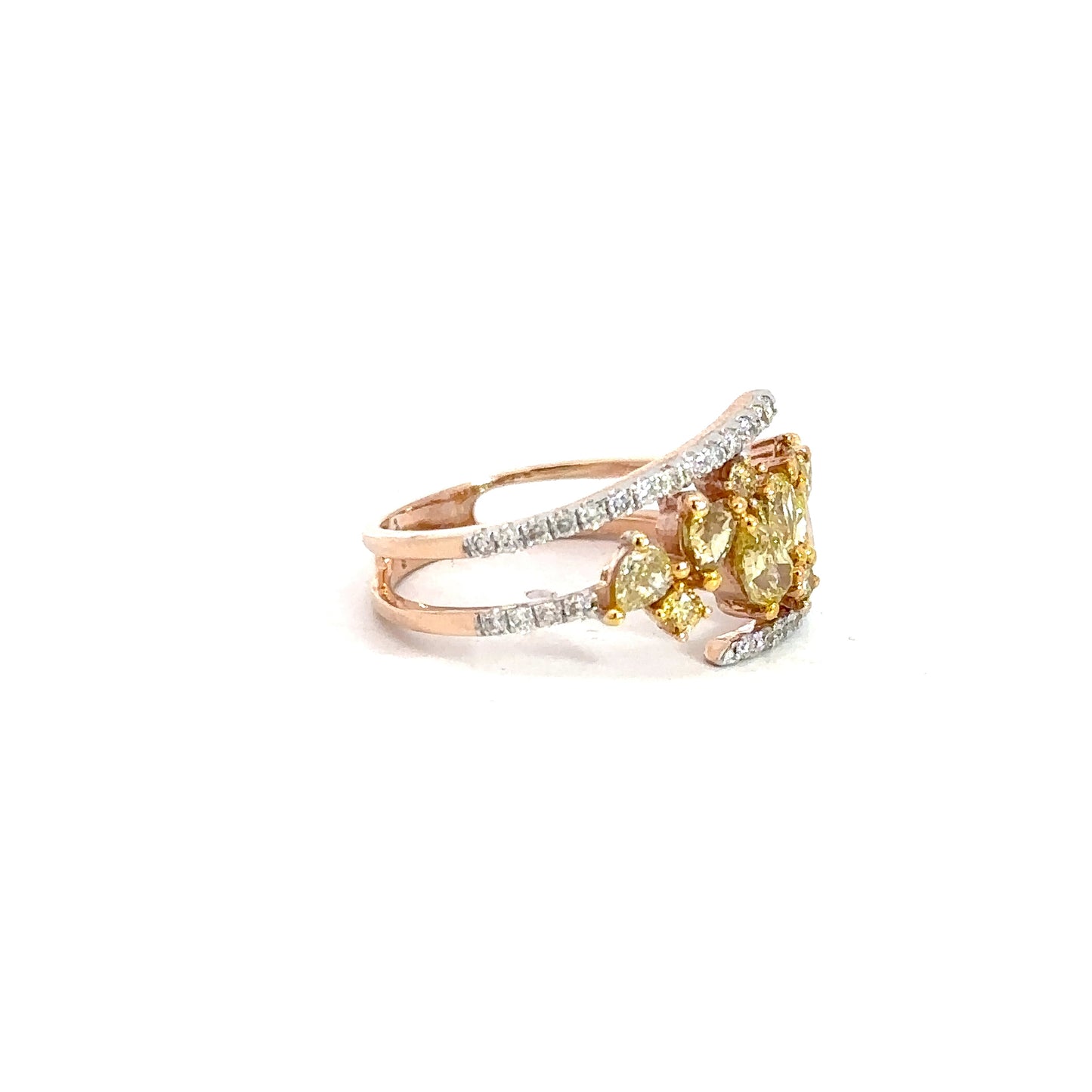 14k Rose Gold White & Yellow Diamond Ring 1.50cttw