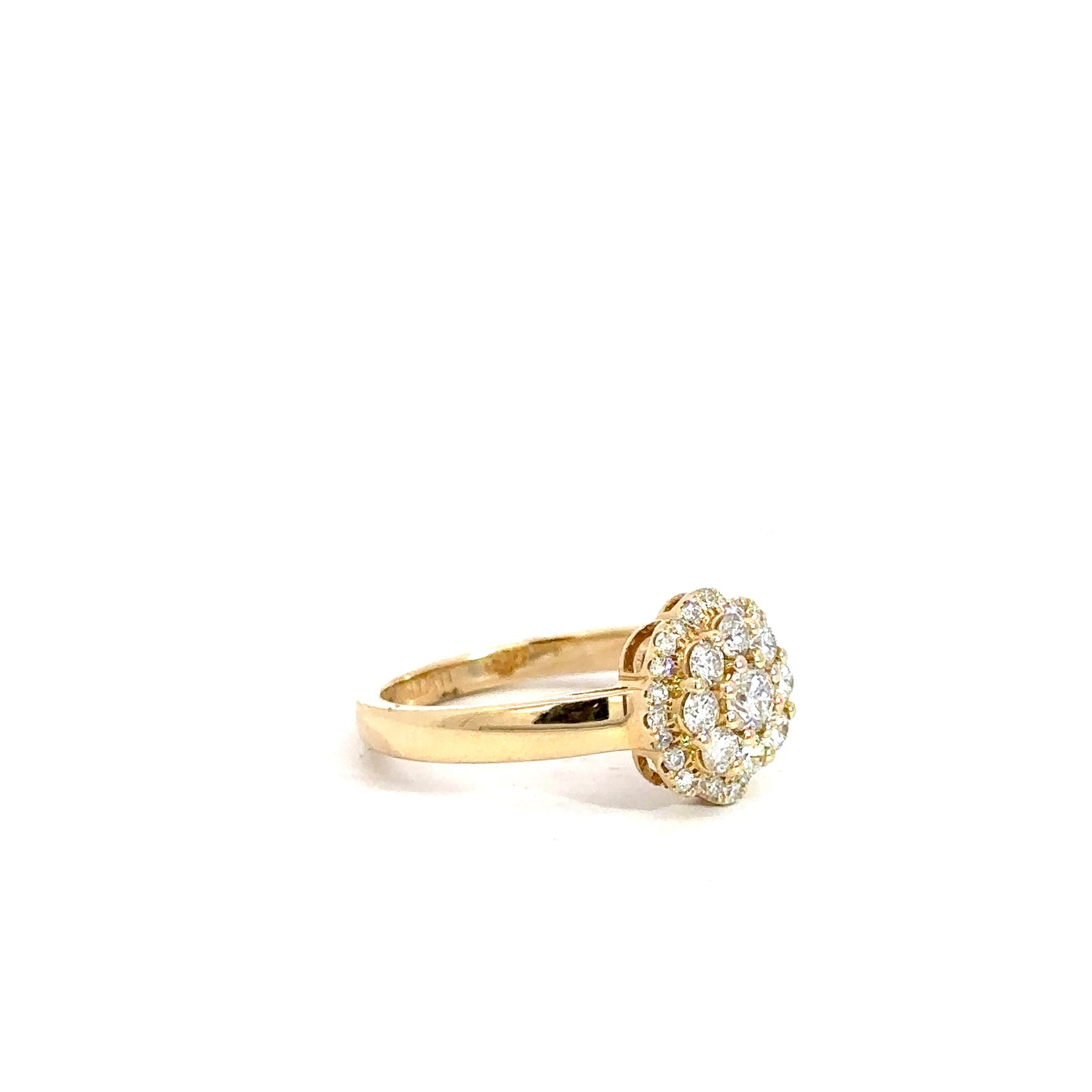 14k Yellow Gold Diamond Flower Engagement Ring 7/8cttw