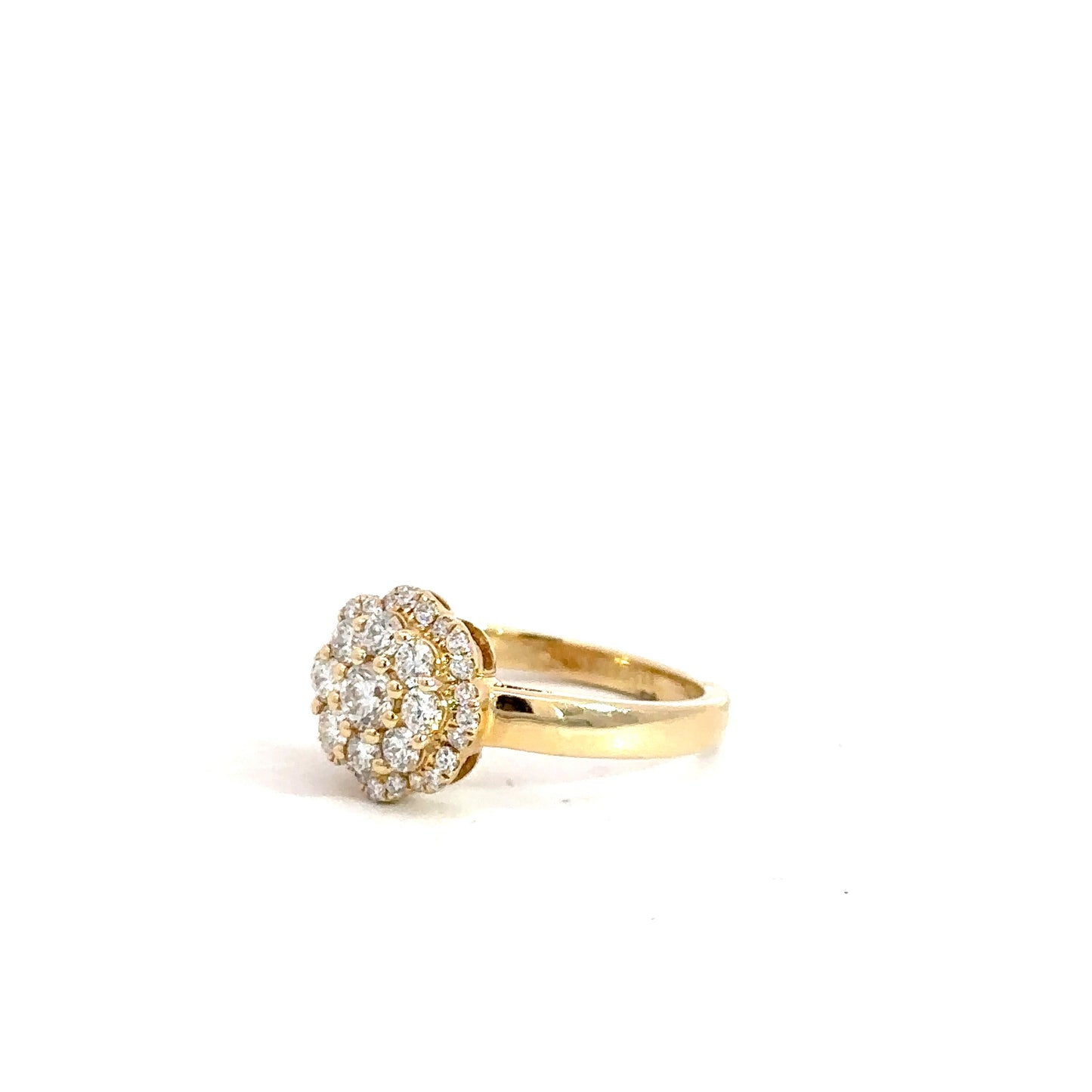 14k Yellow Gold Diamond Flower Engagement Ring 7/8cttw