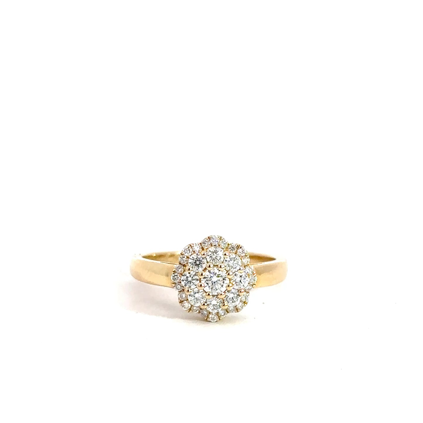14k Yellow Gold Diamond Flower Engagement Ring 7/8cttw