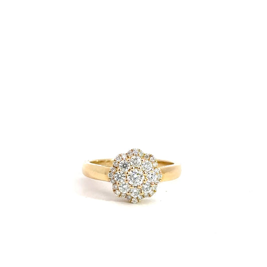 14k Yellow Gold Diamond Flower Engagement Ring 7/8cttw