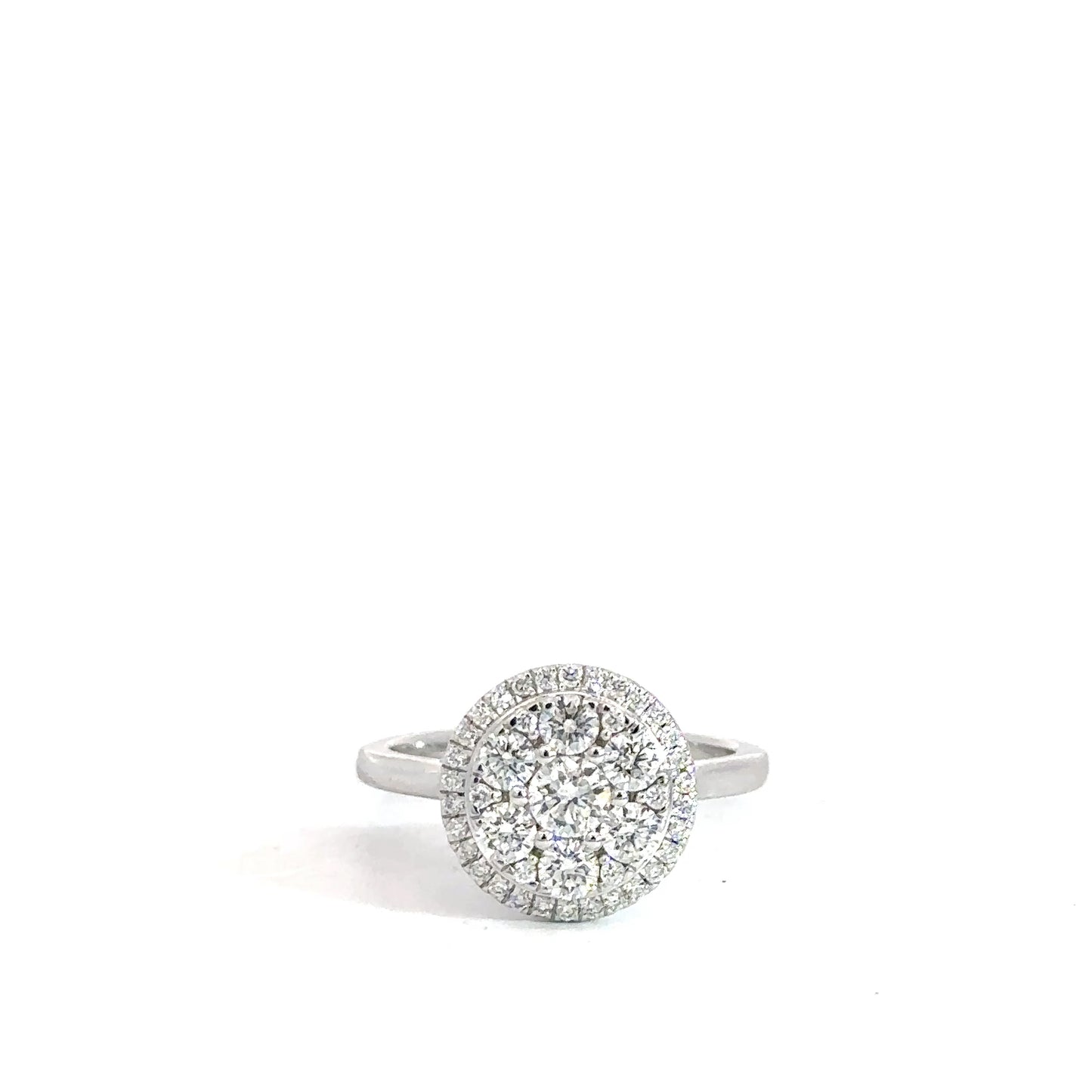 14k White Gold Diamond Cluster Ring 1 1/4cttw